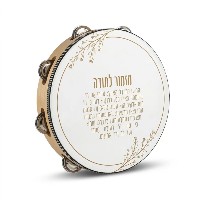 תוף מרים עם הדפסה מזמור לתודה 25 סמ 57129.