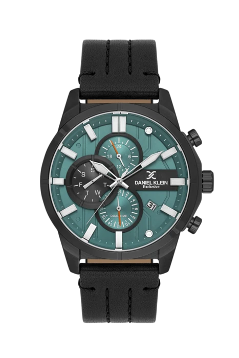 שעון יד אנלוגי Daniel Klein Exclusive DK.1.14414-6 – לוח ירוק ורצועת עור שחורה