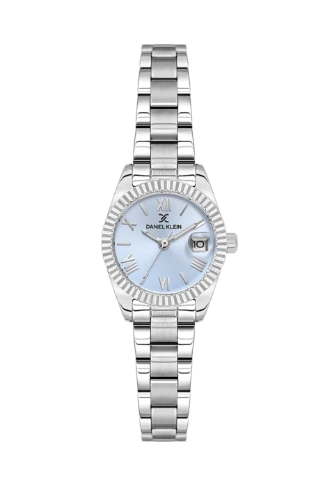 שעון נשים Daniel Klein CLASSIC DK.1.14276-3 כסוף עם לוח תכלת.