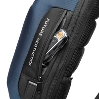 תיק צד נגד גניבות עמיד במים עם נעילה TSA וכבל USB מובנה לטעינה ניידים יוניסקס צבע כחול 220854