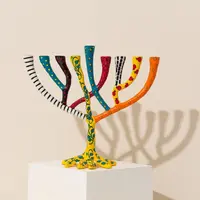 חנוכיה מעוצבת עץ החיים מאלומיניום יצוק צבוע באמייל עבודת יד 9214 דגם The Wild Tree.