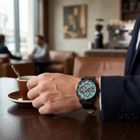 שעון יד אנלוגי Daniel Klein Exclusive DK.1.14414-6 – לוח ירוק ורצועת עור שחורה