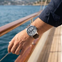 שעון יד אנלוגי Daniel Klein Exclusive DK.1.14414-1 Dual Time ורצועת עור חומה