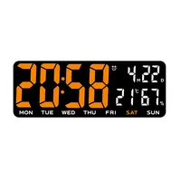שעון קיר או שולחן דיגיטלי תאריכון מד מעלות שחור 52193