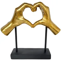 פסל אומנותי "ידי הלב" בסיס שחור 48792 מוזהב