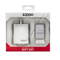 מצת זיפו כסוף ממותג+פלאסק 349098 ZIPPO